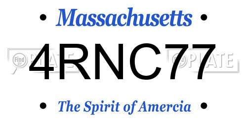 4RNC77 Massachusetts License Plate