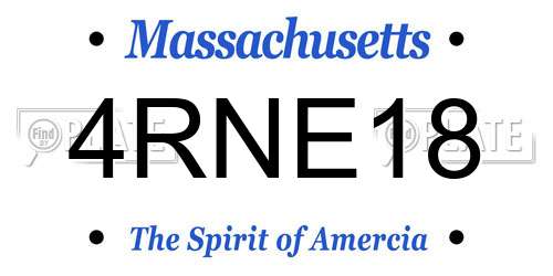 4RNE18 Massachusetts License Plate