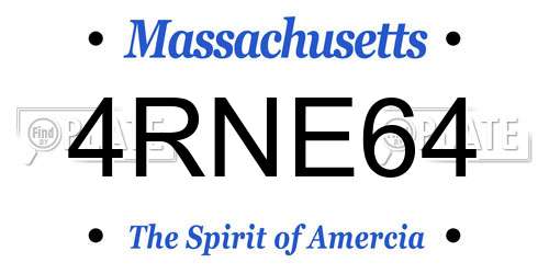 4RNE64 Massachusetts License Plate