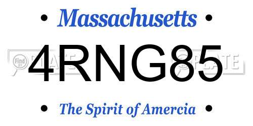 4RNG85 Massachusetts License Plate