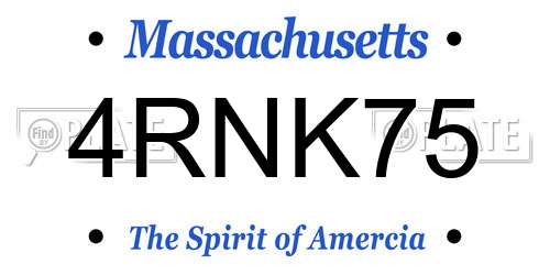 4RNK75 Massachusetts License Plate