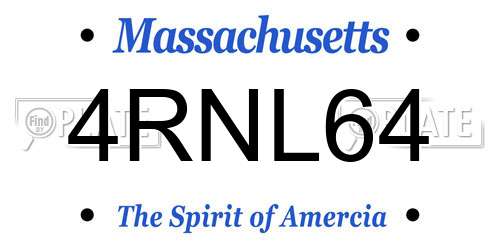 4RNL64 Massachusetts License Plate