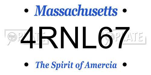 4RNL67 Massachusetts License Plate