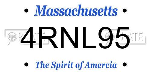 4RNL95 Massachusetts License Plate