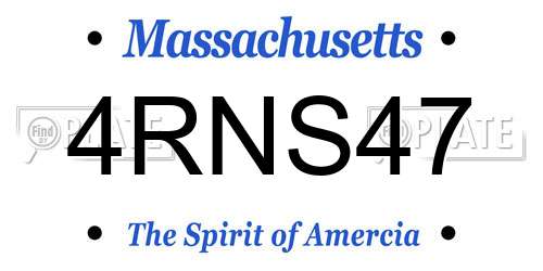 4RNS47 Massachusetts License Plate
