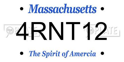4RNT12 Massachusetts License Plate