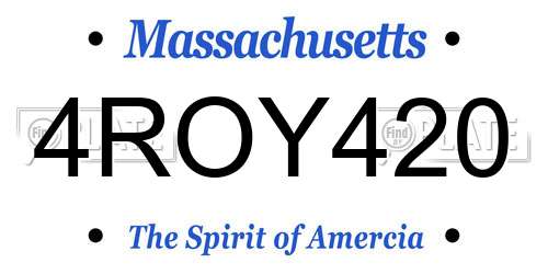 4ROY420 Massachusetts License Plate