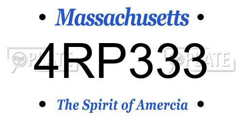 4RP333 Massachusetts License Plate