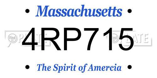 4RP715 Massachusetts License Plate