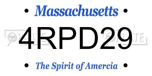 4RPD29 Massachusetts License Plate