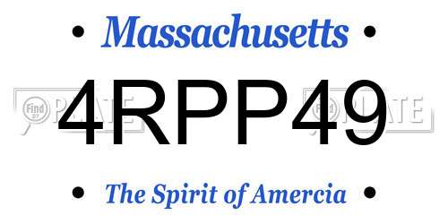 4RPP49 Massachusetts License Plate