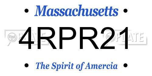 4RPR21 Massachusetts License Plate