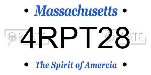 4RPT28 Massachusetts License Plate