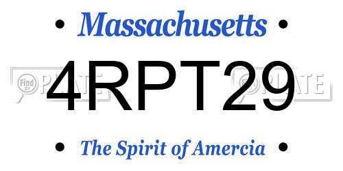 4RPT29 Massachusetts License Plate