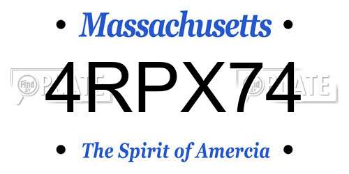 4RPX74 Massachusetts License Plate
