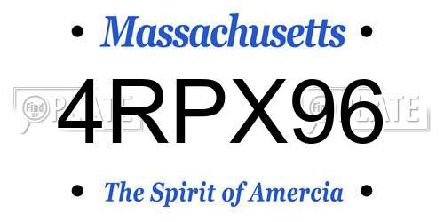 4RPX96 Massachusetts License Plate