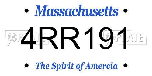 4RR191 Massachusetts License Plate