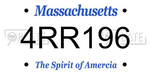4RR196 Massachusetts License Plate