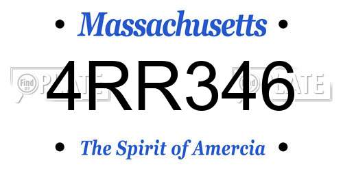 4RR346 Massachusetts License Plate