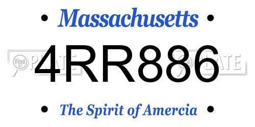 4RR886 Massachusetts License Plate