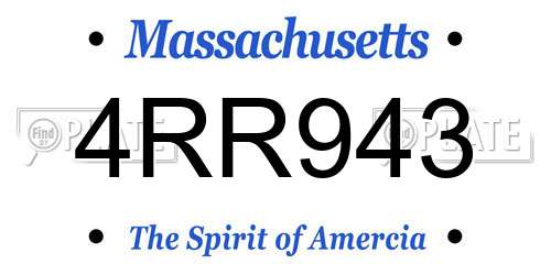 4RR943 Massachusetts License Plate