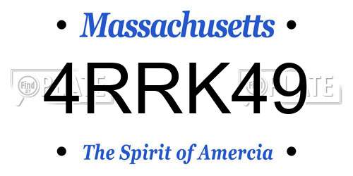 4RRK49 Massachusetts License Plate