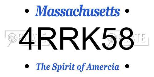 4RRK58 Massachusetts License Plate