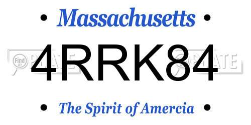 4RRK84 Massachusetts License Plate