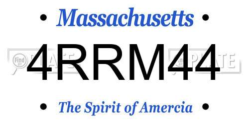 4RRM44 Massachusetts License Plate