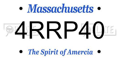 4RRP40 Massachusetts License Plate