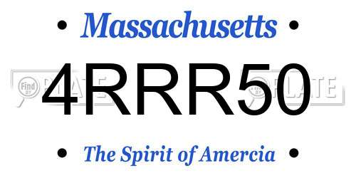 4RRR50 Massachusetts License Plate