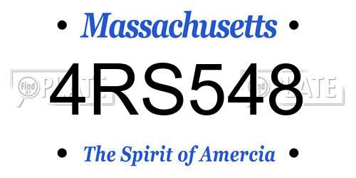4RS548 Massachusetts License Plate