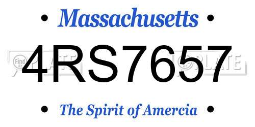 4RS7657 Massachusetts License Plate