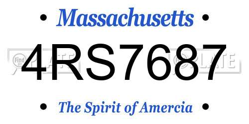 4RS7687 Massachusetts License Plate