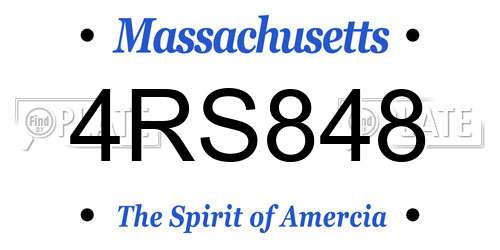 4RS848 Massachusetts License Plate