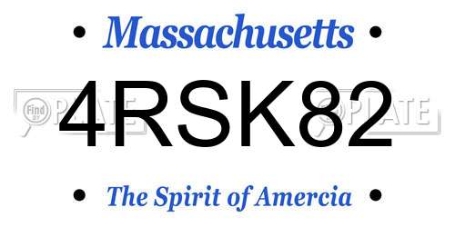 4RSK82 Massachusetts License Plate