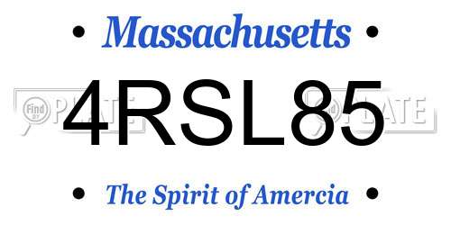 4RSL85 Massachusetts License Plate