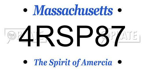 4RSP87 Massachusetts License Plate