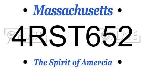 4RST652 Massachusetts License Plate