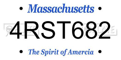 4RST682 Massachusetts License Plate
