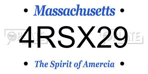 4RSX29 Massachusetts License Plate