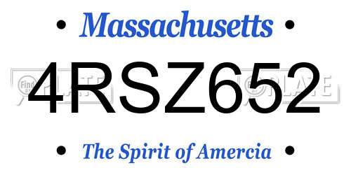 4RSZ652 Massachusetts License Plate