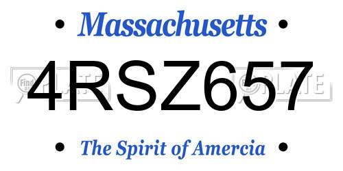 4RSZ657 Massachusetts License Plate