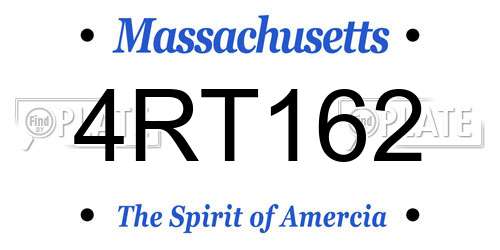 4RT162 Massachusetts License Plate
