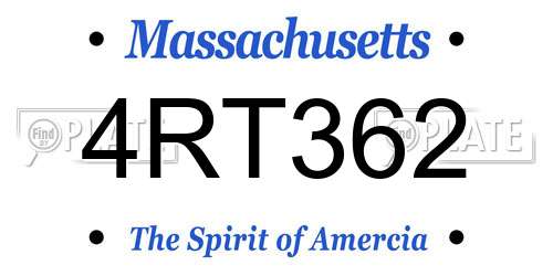 4RT362 Massachusetts License Plate