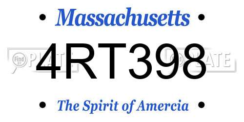 4RT398 Massachusetts License Plate