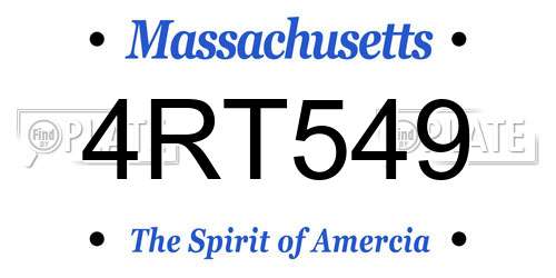 4RT549 Massachusetts License Plate