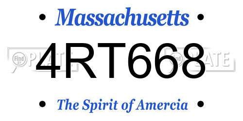 4RT668 Massachusetts License Plate