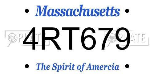 4RT679 Massachusetts License Plate