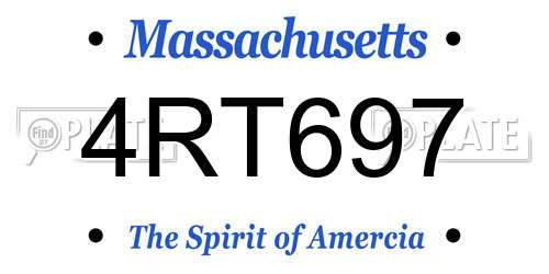 4RT697 Massachusetts License Plate